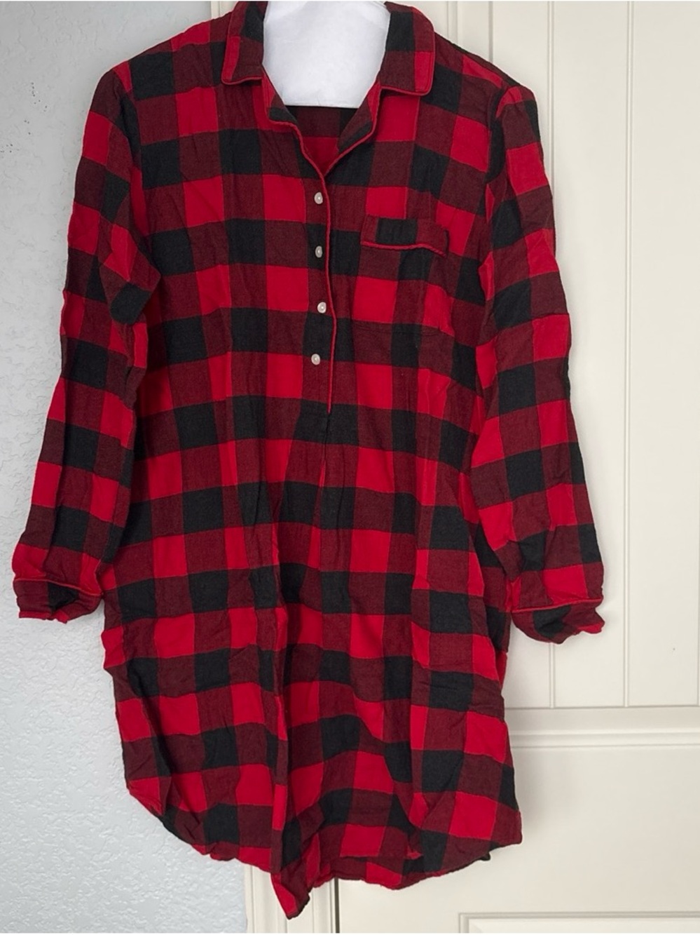 Red and Black Buffalo Plaid Maternity Shirt